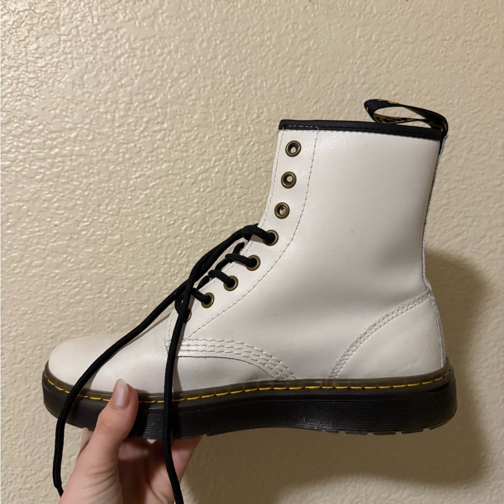 Dr. Martens White Leather Combat Boots